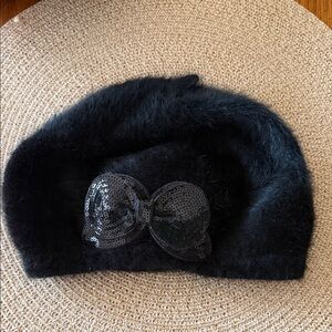 Betseyville Black Beret with Sequin Accent